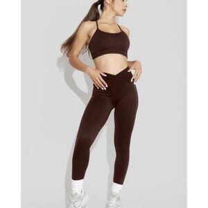 POPFLEX Women's Curve Flex Crisscross Hourglass Seamless Legging Brown Small